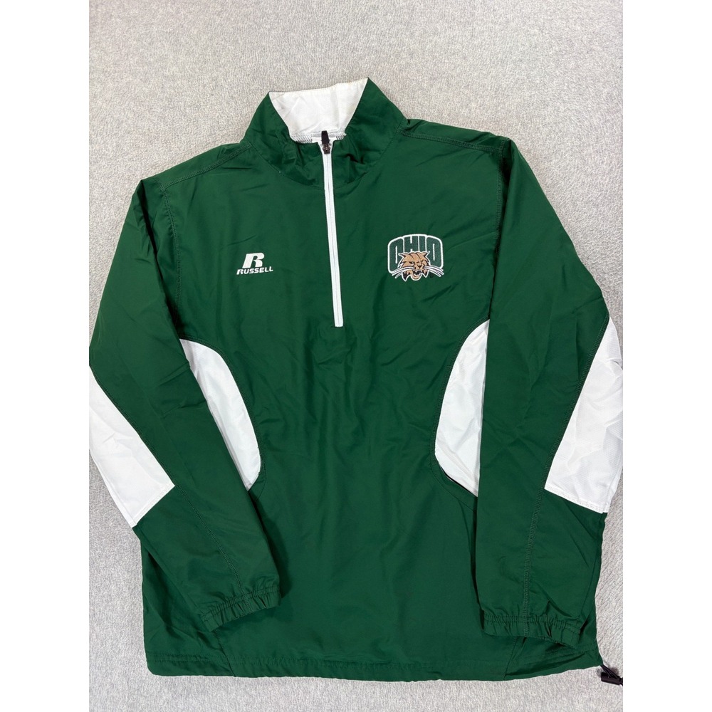 Ohio Bobcats Stitched Logo 1/4 Zip Campus Windbreaker (Men's Medium) Green